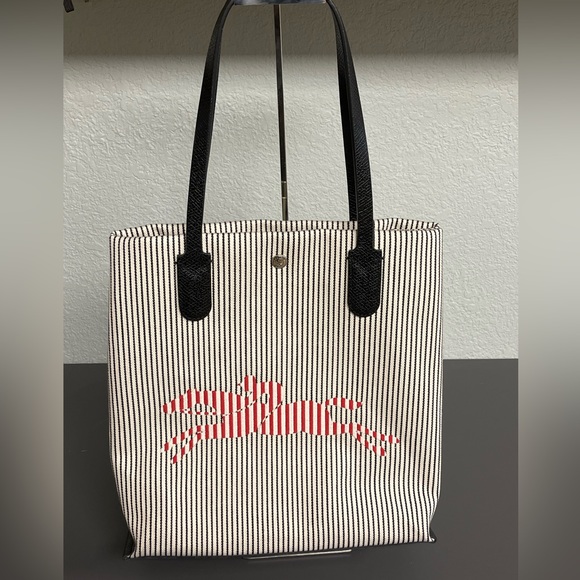 Longchamp Handbags - NWOT Longchamp Roseau Essential Rayé Large Shopper Canvas Tote Bag ~ Navy